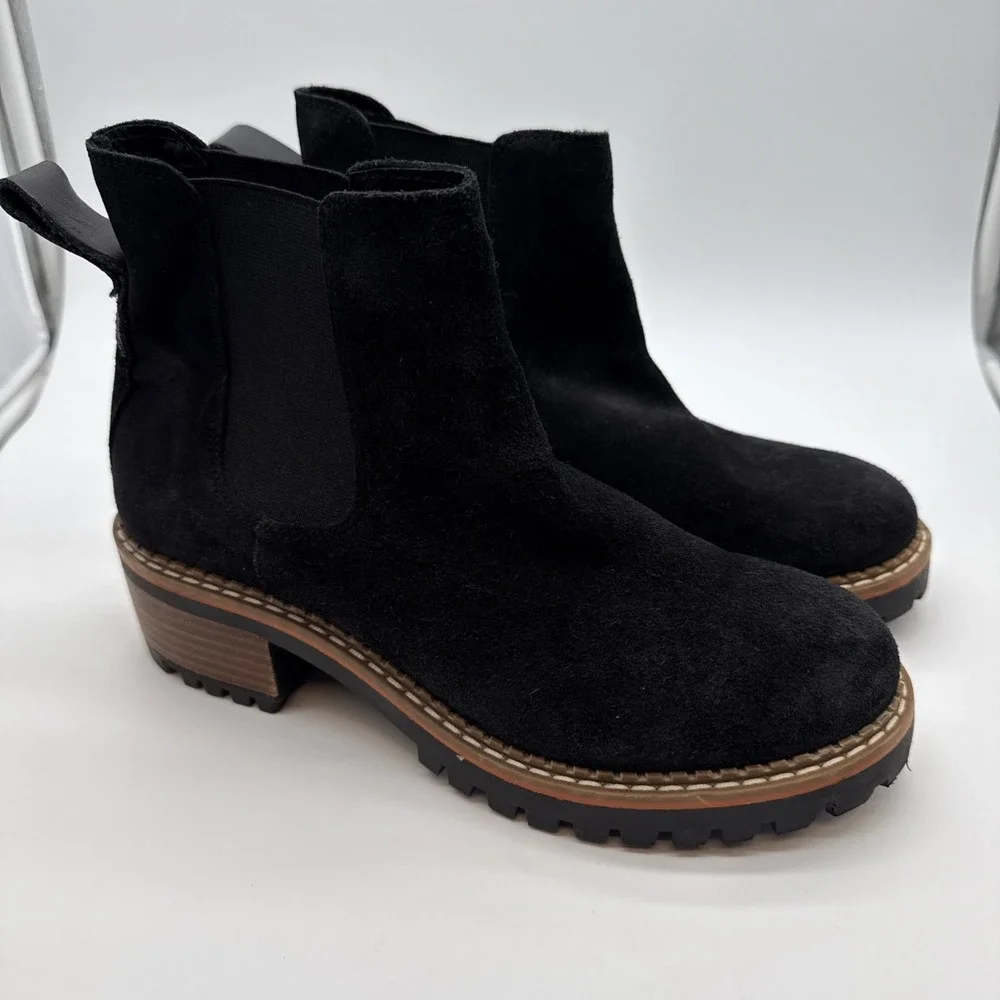 Bertuchi Women's Black Suede Chelsea Pull Up Boots, Size EU 38, US 7.5 M Spain